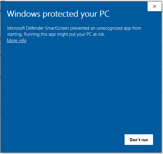Windows screen on More Info Windows screen on More Info